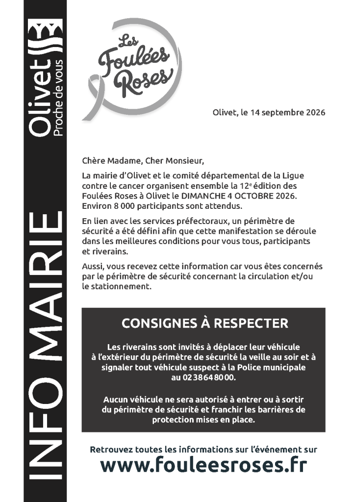 Infos riverains pour la circulation du 4 octobre 2026